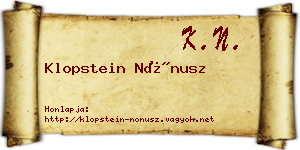 Klopstein Nónusz névjegykártya